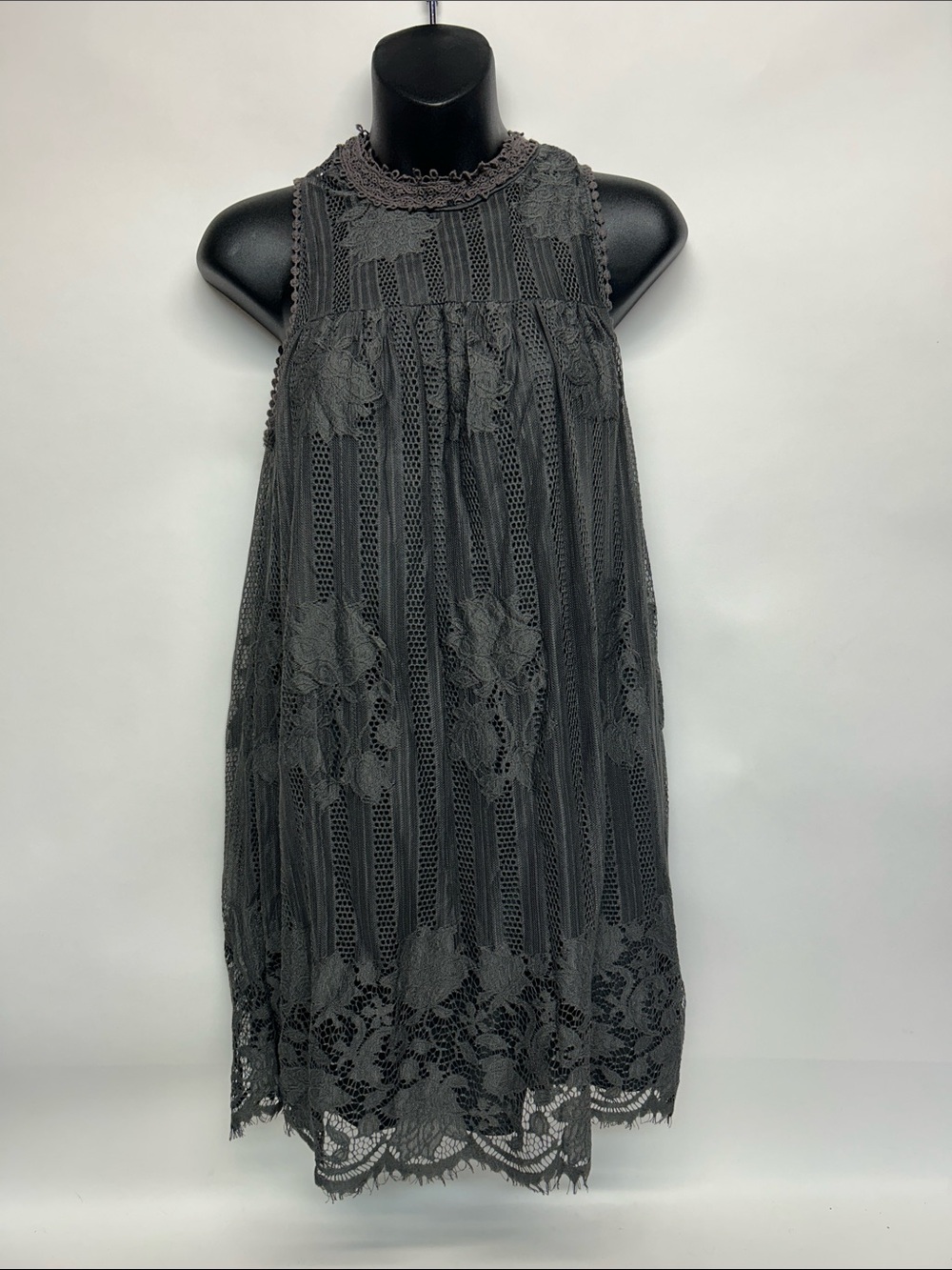 Miss Chievous Black Crochet Lace Shell dress size small halter top